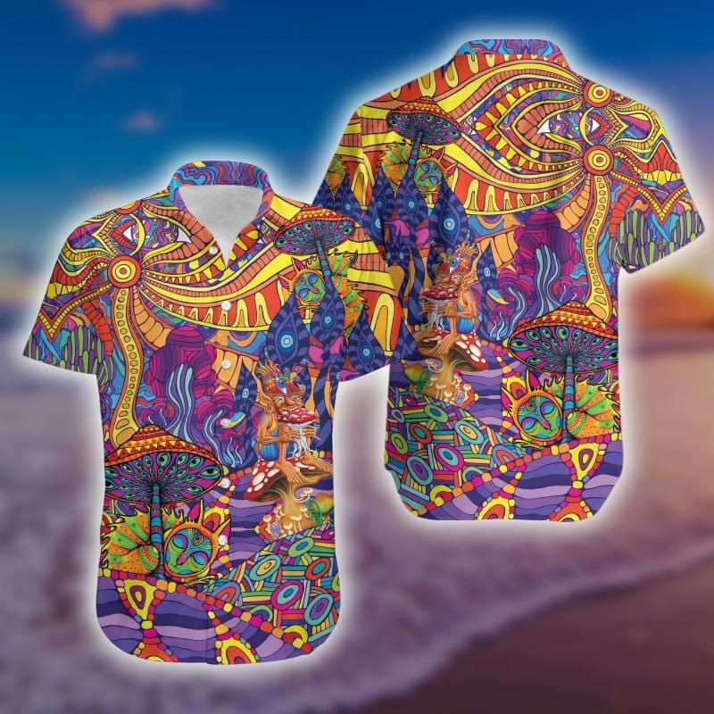 Felacia [Hawaii Shirt] Awesome Colorful Psychedelic Be Groovy Hawaiian Aloha Shirts-ZX1650